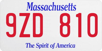 MA license plate 9ZD810