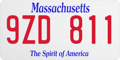 MA license plate 9ZD811