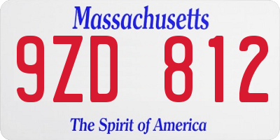 MA license plate 9ZD812