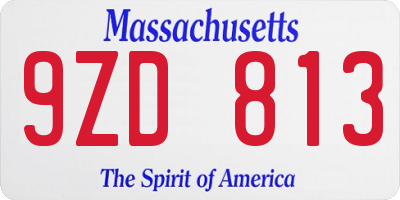 MA license plate 9ZD813