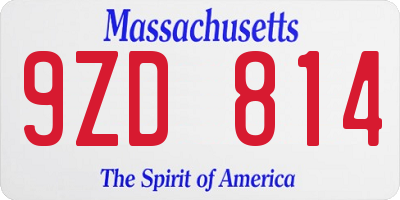 MA license plate 9ZD814