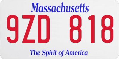 MA license plate 9ZD818