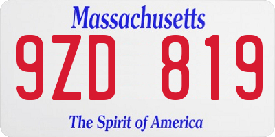 MA license plate 9ZD819