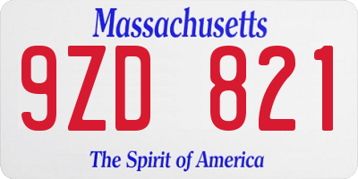 MA license plate 9ZD821