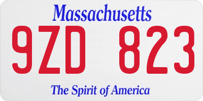 MA license plate 9ZD823