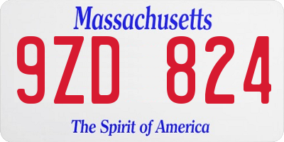 MA license plate 9ZD824