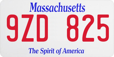 MA license plate 9ZD825