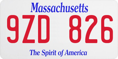 MA license plate 9ZD826
