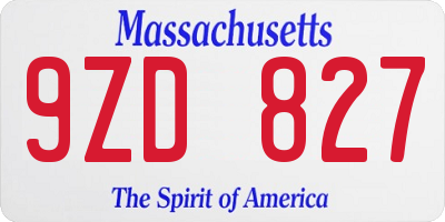 MA license plate 9ZD827