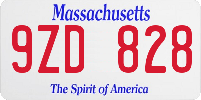 MA license plate 9ZD828