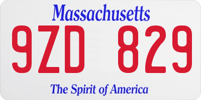 MA license plate 9ZD829