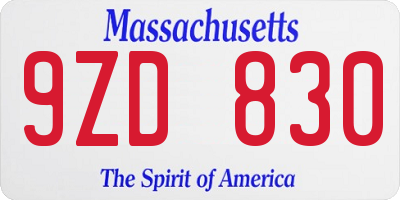 MA license plate 9ZD830