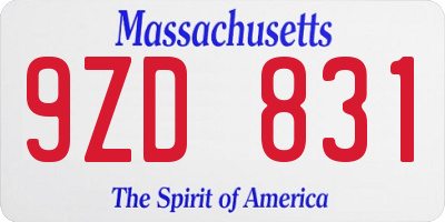 MA license plate 9ZD831