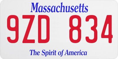 MA license plate 9ZD834