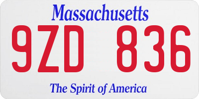 MA license plate 9ZD836