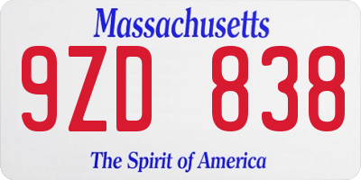 MA license plate 9ZD838