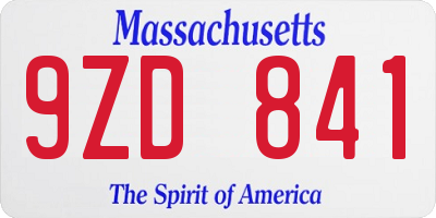 MA license plate 9ZD841