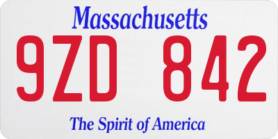 MA license plate 9ZD842