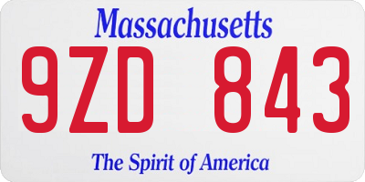 MA license plate 9ZD843