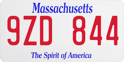 MA license plate 9ZD844