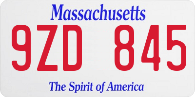 MA license plate 9ZD845