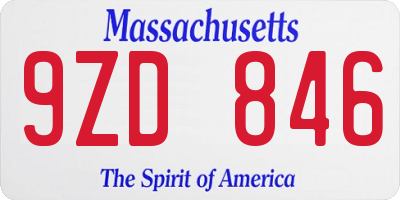 MA license plate 9ZD846