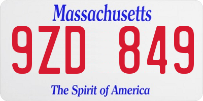 MA license plate 9ZD849