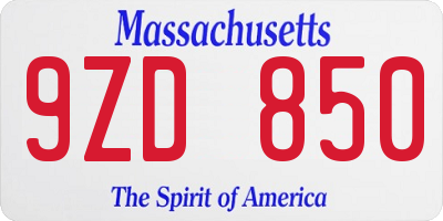 MA license plate 9ZD850