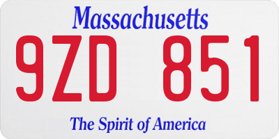 MA license plate 9ZD851