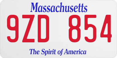 MA license plate 9ZD854