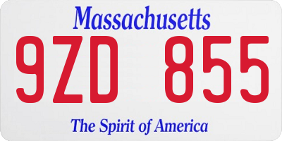 MA license plate 9ZD855