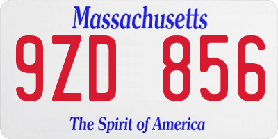 MA license plate 9ZD856