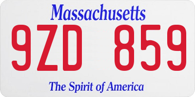 MA license plate 9ZD859