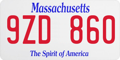 MA license plate 9ZD860