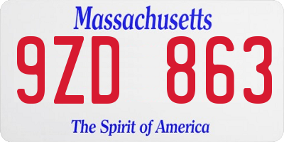 MA license plate 9ZD863