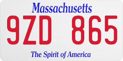 MA license plate 9ZD865