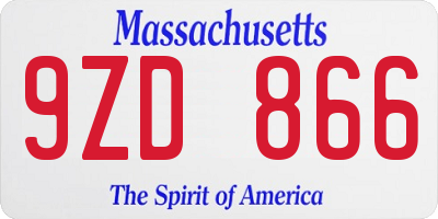 MA license plate 9ZD866
