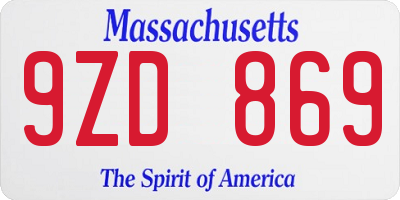 MA license plate 9ZD869