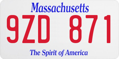 MA license plate 9ZD871