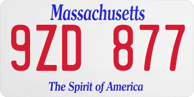 MA license plate 9ZD877
