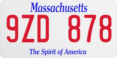 MA license plate 9ZD878