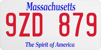 MA license plate 9ZD879