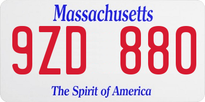 MA license plate 9ZD880
