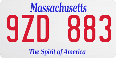 MA license plate 9ZD883