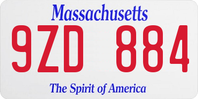 MA license plate 9ZD884