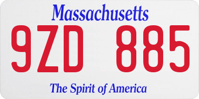 MA license plate 9ZD885