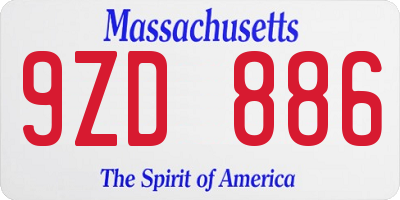 MA license plate 9ZD886