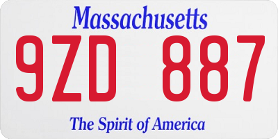 MA license plate 9ZD887