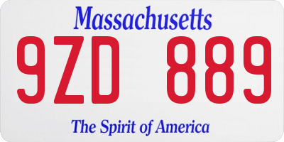MA license plate 9ZD889