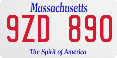 MA license plate 9ZD890